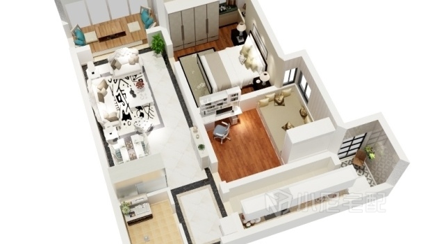 88㎡/兩室一廳一衛(wèi)/簡約